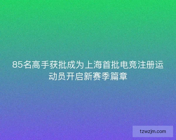 85名高手获批成为上海首批电竞注册运动员开启新赛季篇章